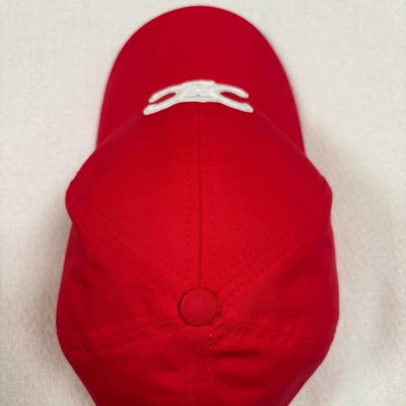 CELINE Triomphe Baseball Cap Rouge Vif - Picture 13 of 16